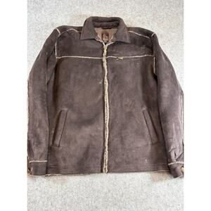 Whispering Smith Faux Suede Sherpa Jacket Womens XL Brown Full Zip Work Gorpcore